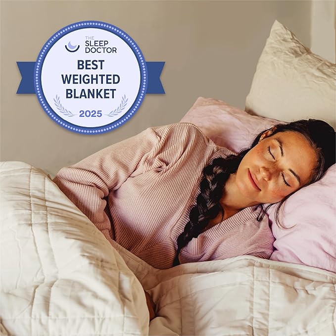 Baloo Weighted Blanket for Adults 20 lb (Midnight, 60"x80") | Cool & 100% Cotton | Machine Washable & Dryer Safe | Glass Microbead Fill