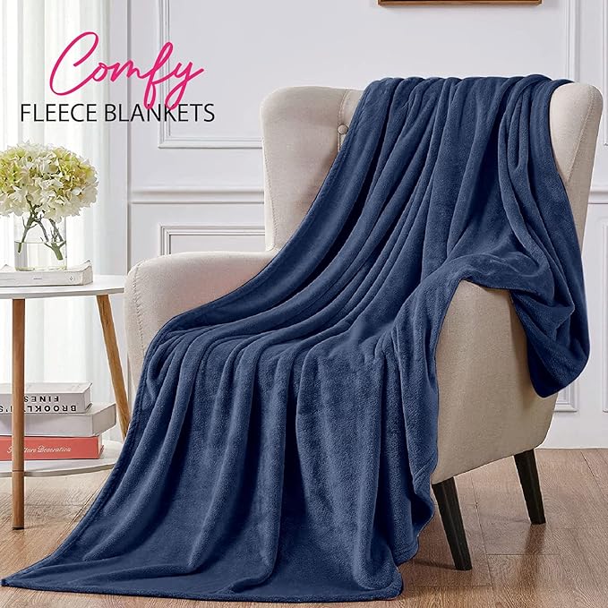 Personalized Passion Blankets with Custom Name & Initial Monogram - Custom Blanket for Him and Her - Super Soft & Cozy Fleece - 80x60 Inch - Navy