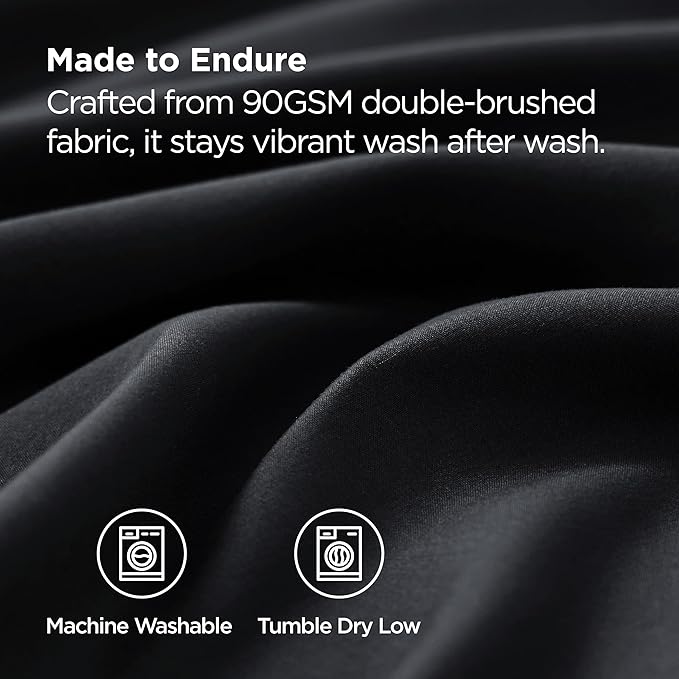 Bedsure King Size Pillow Cases Set of 2 - Black Brushed Microfiber Pillowcases 2 Pack, Super Soft Pillow Case Cover with Envelope Closure, Wrinkle, Fade and Stain Resistant, 20x36 Inches