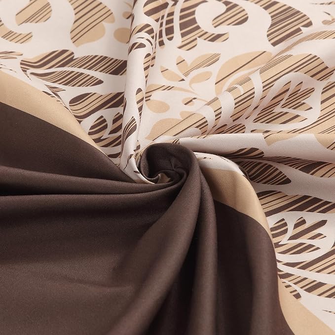 Extra Long Fabric Shower Curtain, Soft & Lightweight Brown Damask Print Shower Curtains for Bathroom, 72" W x 84" H