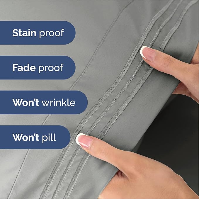 Twin XL Size 3 Piece Sheet Set - Extra Soft, Breathable & Cooling - Hotel Luxury Durable Bed Sheets for Women & Men - Deep Pockets, Easy-Fit & Wrinkle-Free - Slate Grey Oeko-Tex