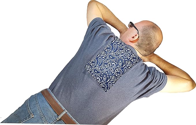 Microwavable Corn Filled Heating Pad and Cold Pack/Washable 100% Cotton Cover (Bandana - Navy, 7.5in W x 11in L)