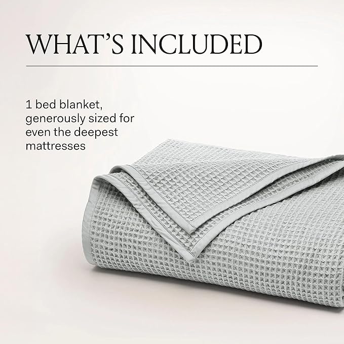 BOLL & BRANCH Waffle Bed Blanket - Full/Queen, Natural - Luxury 100% Organic Cotton - Soft, Lightweight and Breathable - Textured Waffle Weave Design