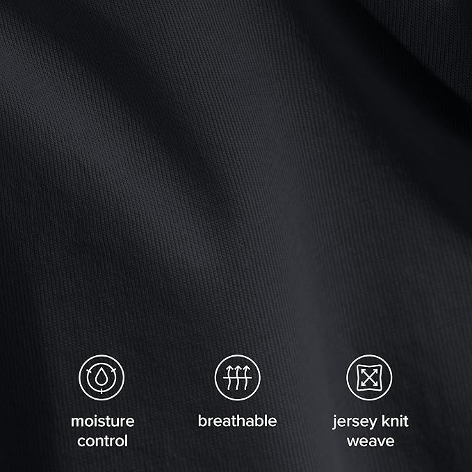 Bare Home 100% Organic Cotton Jersey Duvet Cover Set - Full/Queen Size - Ultra Soft - 100% Cotton - 3pcs - Corner Ties - Button Closure - Bedding Duvet Cover & Pillow Shams (Full/Queen, Black)