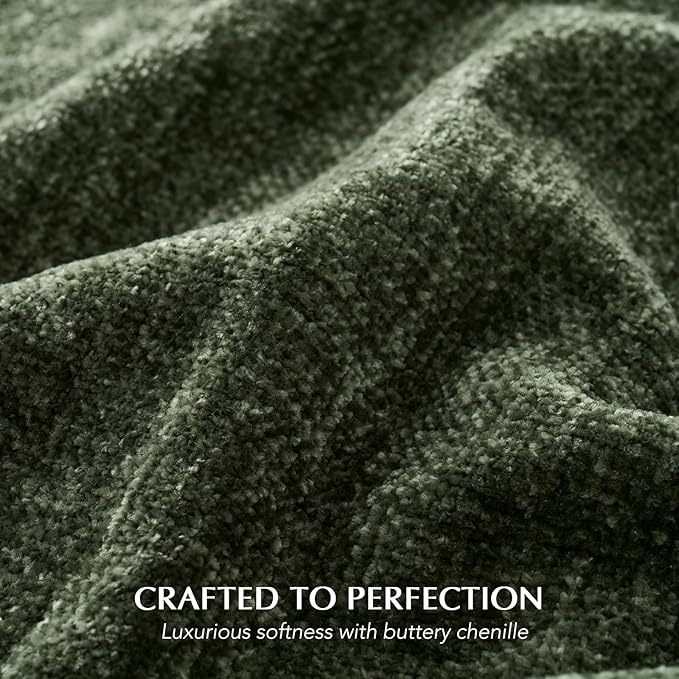 EVERGRACE Soft Chenille Throw Blanket for Couch, Cozy Plush Fuzzy Decorative Chenille Knit Throw Blanket with Tassels, Lightweight Blanket and Throws for Bed Sofa Gift Home Decor, Olive Green 50"x60"