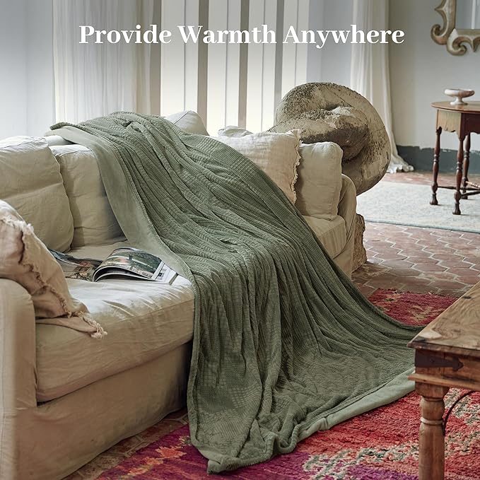 Electric Blanket Full Size 72''X84'' - Heated Blanket with Single Control Fast Heating 9 Heating Levels & 10 Hours Auto Off,ETL Certified Machine Washable (Gray Green)
