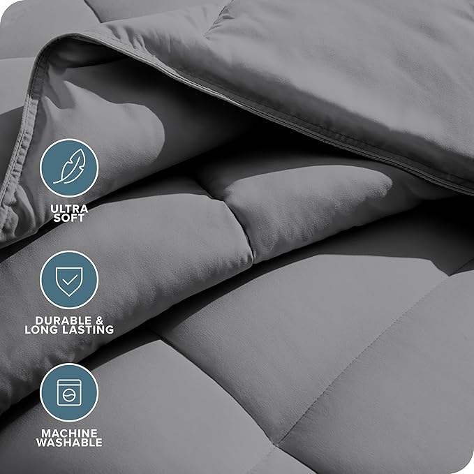 Bare Home Duvet Insert Comforter - Oversized King - Goose Down Alternative - Ultra-Soft - Premium 1800 Series - All Season Warmth - Bedding Comforter (Oversized King, Grey)