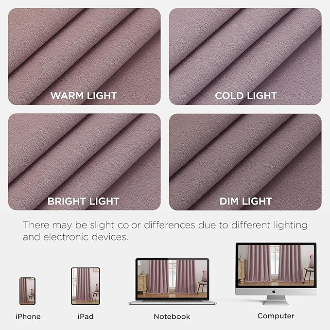 Joydeco Rose Pink 100% Blackout Curtains 90 Inch 2 Panels, Luxury Thermal Pink Velvet Curtains for Bedroom Living Room, Soundproof Blackout Window Drapes, Rod Pocket & Back Tab (52W x 90L)