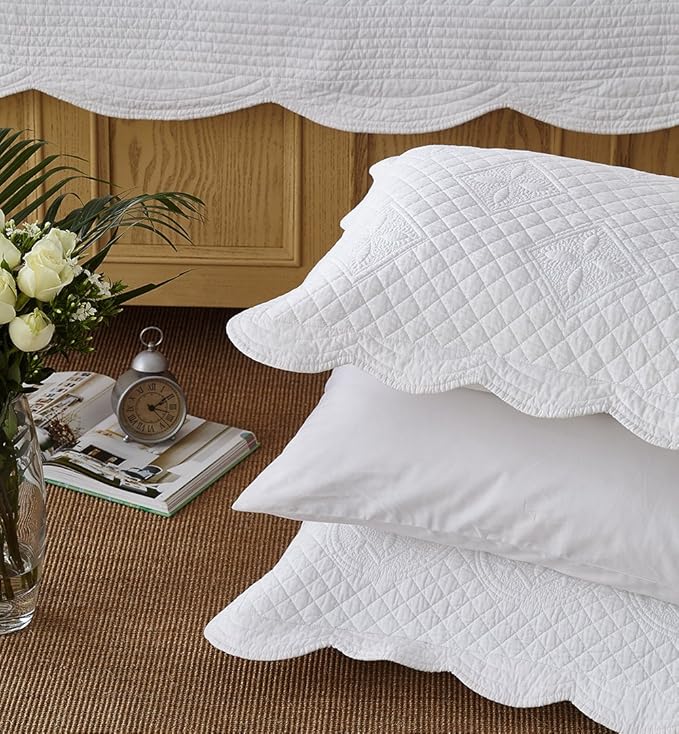 Calla Angel Sage Garden Luxury Pure Cotton Quilt, King, White