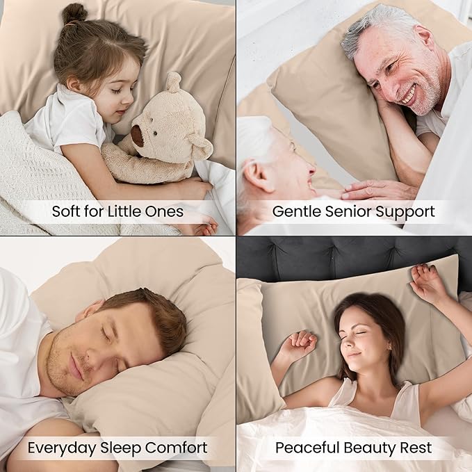 Pillow Covers by Utopia Bedding - Standard Size 2-Pack – Soft Brushed Microfiber – Perfect for Hospitals, Hotels, Guest Rooms – Oeko-TEX Certified, 20x26 Inches (Beige)