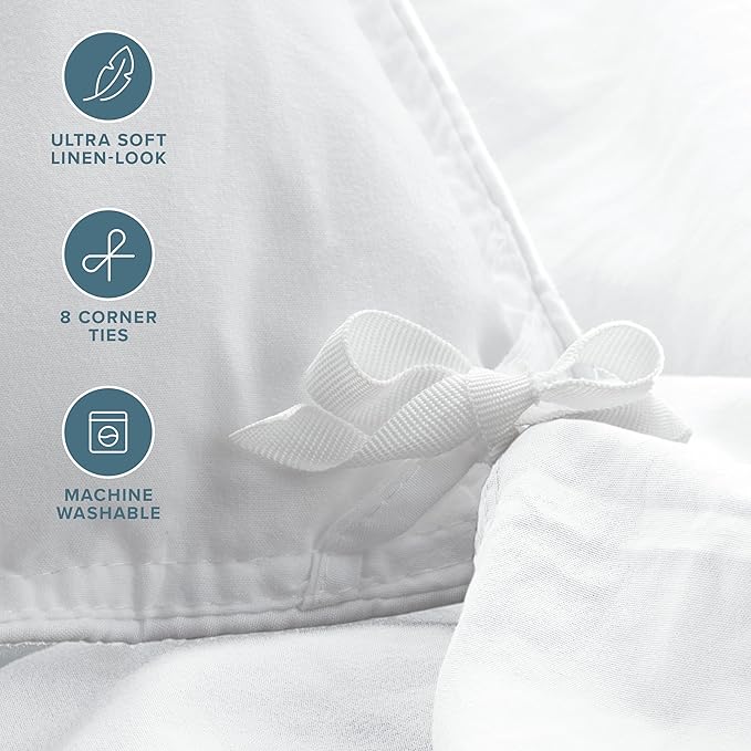 Bare Home Microfiber Duvet Cover Set - Ultra Soft Washed Microfiber - Full Size - Linen-Like Look - Easy Care - Breathable Fabric - Our Softest Duvet Cover Set (Full, White)