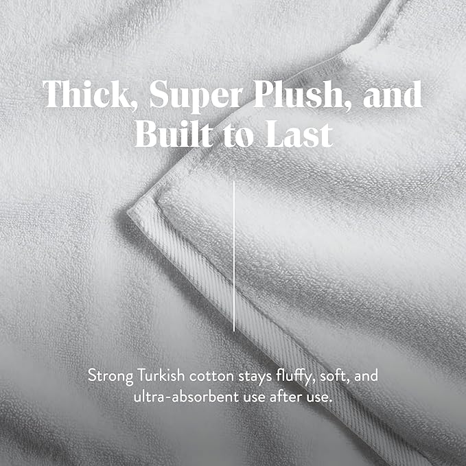 Brooklinen Super-Plush Turkish Cotton Washcloths Set of 2 Cotton, 820 GSM, Highly Absorbent, Machine Washable, Perfect for Home & Bathroom (13" x 13", Solid White)