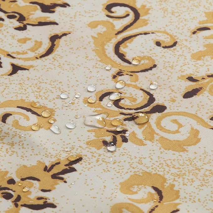 Long Stall Fabric Shower Curtain, Burgundy and Gold Damask Print Narrow Cloth Shower Curtains for Bathroom, Classic Baroque Bathroom Small Curtains, 54" W x 78" H