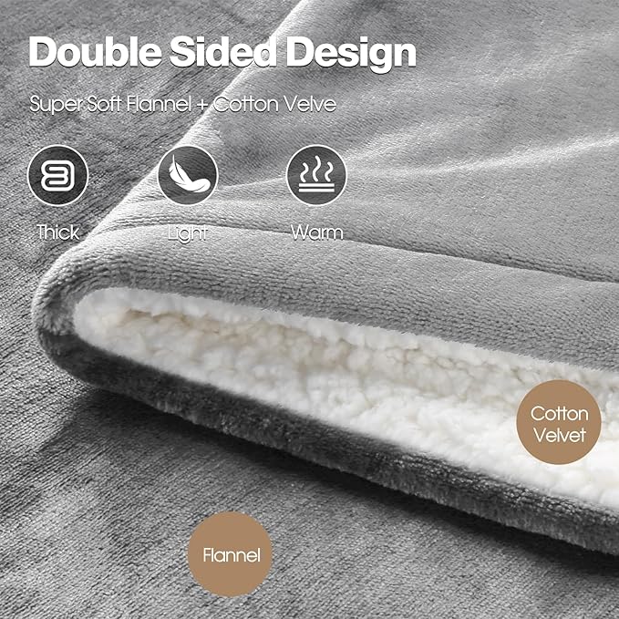 Heated Blanket Electric King Size 90"X100",Electric Blanket with 6 Heat Settings & 1-10 Hours Time Settings Auto-Off,Machine Washable Heating Blanket for Home and Office (Gray)