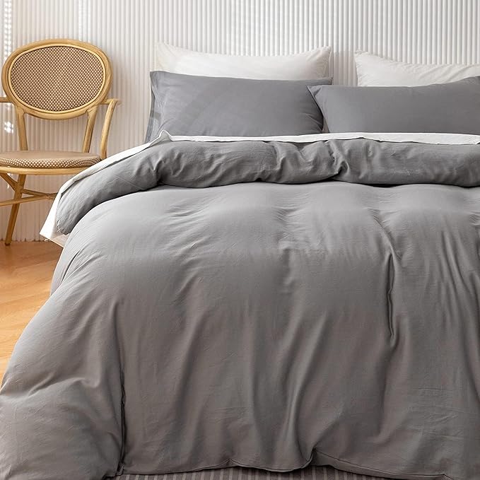 King Duvet Cover 1000 Thread Count 100% Egyptian Cotton Luxury Hotel Quality Quilt Cover & Pillow Sham - 5Pc All Season Duvet Cover Set with Zipper Closure & Corner Ties - (Cal King/King, Light Grey)
