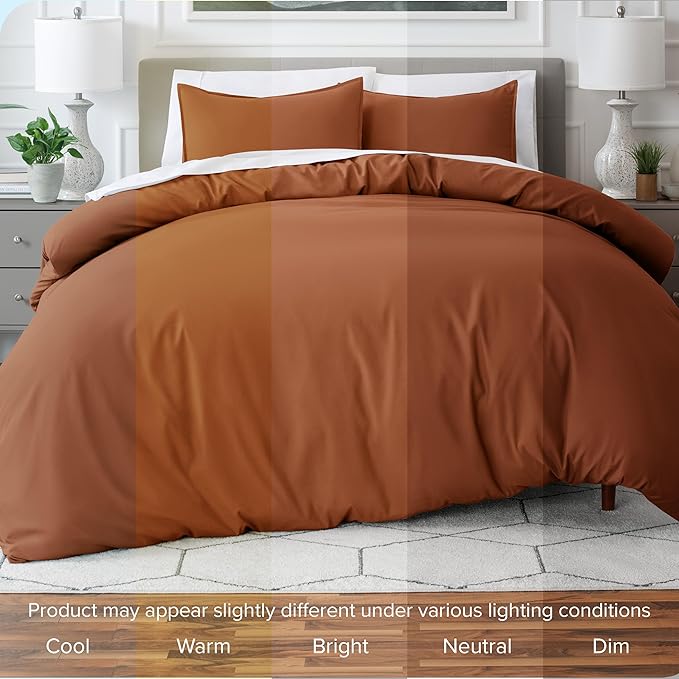 Bare Home Bedding Duvet Cover King Size - Premium 1800 Super Soft Collection - Lightweight, Cooling - Soft Breathable Bedding Duvet Cover (King, Terracotta)
