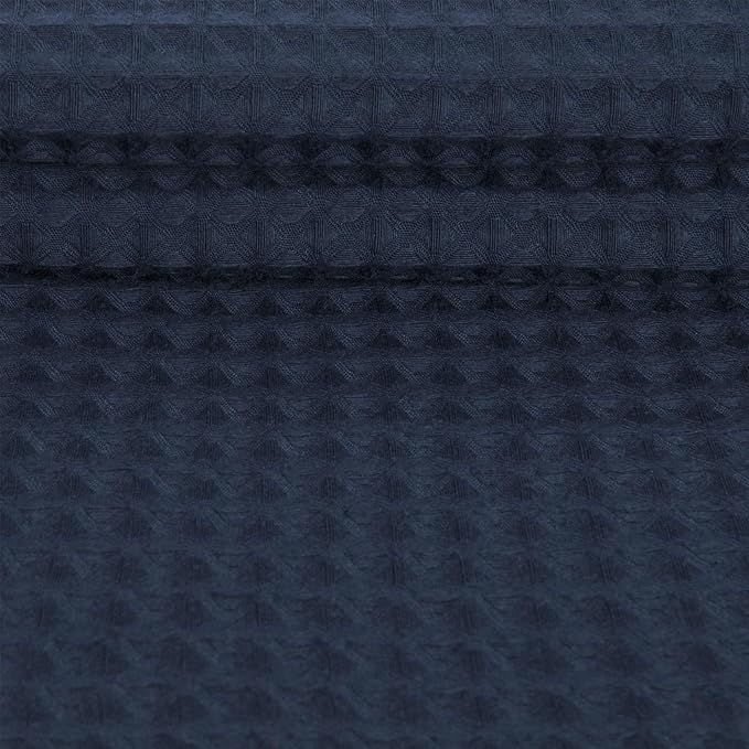 River Dream 36" W Stall Waffle No Hook Shower Curtain with Snap-in Liner,Cotton Blend Fabric Shower Curtain for Bathroom, Navy Blue,36Wx74L