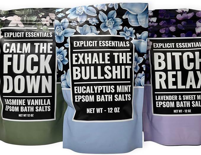 Calming Bath Salt Trio Gift Set Bundle for Women, Spa Gift Idea for Women