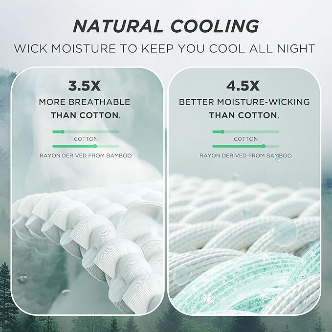 Bedsure Cooling Cotton Waffle Weave Throw Blanket - Lightweight Breathable Blanket of Rayon Derived from Bamboo for Hot Sleepers, Luxury Throws for Bed, Couch and Sofa, Green, 50x70 Inches