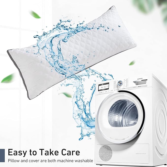 Leeden Body Pillow for Adults - Premium White Firm Fluffy Long Pillow - 21 x 54 Soft Plush Full Body Pillows - Adjustable Side Pillow for Sleeping