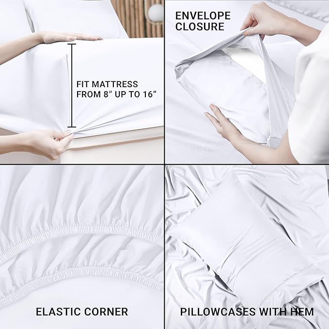 Utopia Bedding Twin Bed Sheets Set - Pack of 2 Sheet Sets - Perfect for Spa, Hotel, & Guest Bedroom - Brushed Microfiber - Shrinkage and Fade Resistant - Easy Care (White)