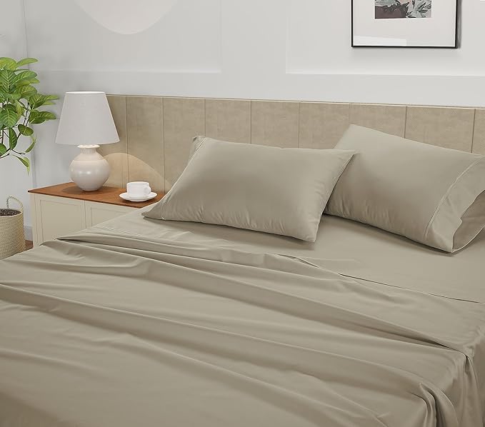 LANE LINEN 100% Cotton Bed Sheets – Twin Size Sheet Set, 450 Thread Count Soft & Naturally Cooling Sateen Weave, 15” Deep Pocket Fully Elasticized Fitted Sheet, Luxury Hotel Bedding, Linen