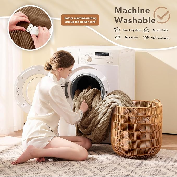 Homemate Electric Heated Blanket King Size - 100"x90" Heating Blanket King Size Dual Control 1/2/4/6/8 Hours Auto-Off 10 Heat Level Over-Heat Protection Soft Flannel Sherpa ETL Certification