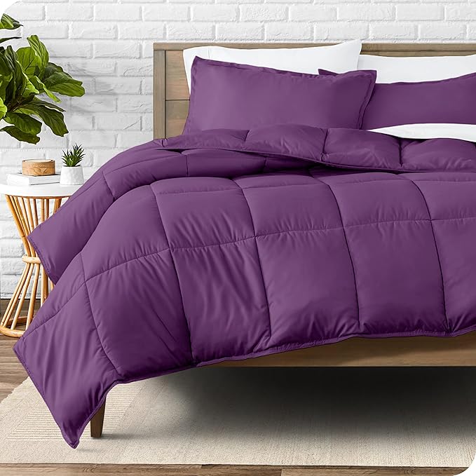 Bare Home Comforter Set - Oversized King Size - Ultra-Soft - Goose Down Alternative - Premium 1800 Series - All Season Warmth (Oversized King, Plum)
