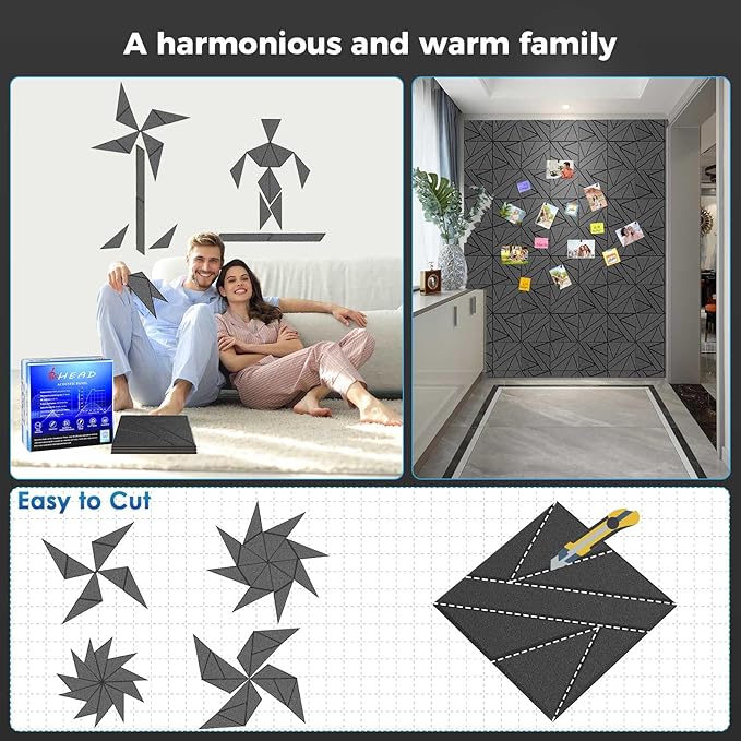 【10 Pack】 Acoustic Panels Self-Adhesive (0.4" Thick | 0.8lb/ft³ Medium Density) - 12x12 Soundproof Foam Tiles for Home Office/Wall Sound Absorption, Noise Reduction Panels Studio Use - Gray