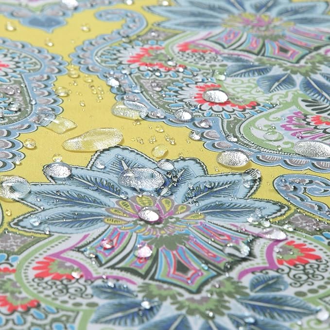 Long Shower Curtain 78 Inches, Water Repellent Fabric with Vibrant Brazilian Medallion Print, 12 Metal Grommets & Weighted Hem, 72x78 Inches