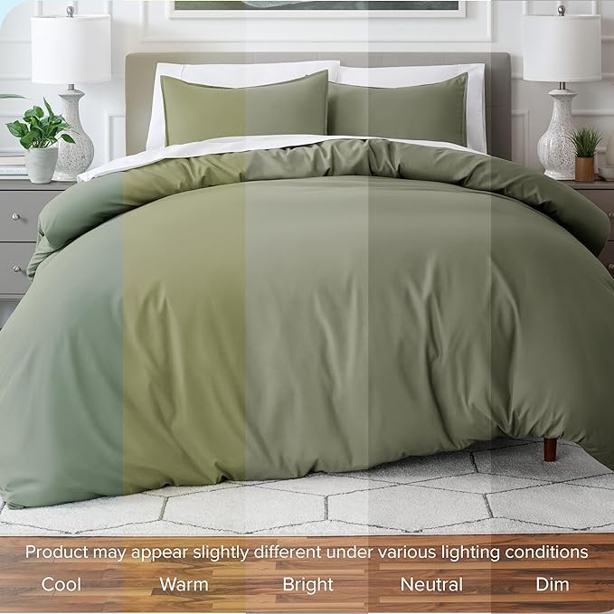 Bare Home Bedding Duvet Cover Full Size - Premium 1800 Super Soft Collection - Lightweight, Cooling - Soft Breathable Bedding Duvet Cover (Full, Sage)