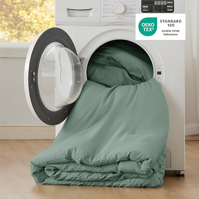 Bedsure Full Size Comforter Set, Sage Green Soft Prewashed Bedding for All Seasons, 3 Pieces GentleSoft™ Warm Down Alternative Bed Set, 1 Lightweight Comforter (82"x86") and 2 Pillowcases (20"x26")