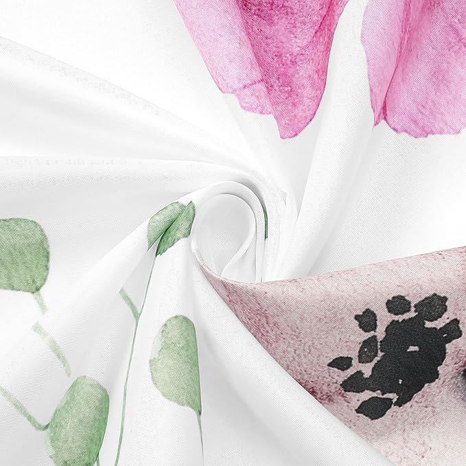 Gibelle Watercolor Floral Shower Curtain, Pink Beige Flower Shower Curtain for Bathroom, Modern Minimalist Waterproof Fabric Shower Curtain Set with Hooks 72x72 Inch