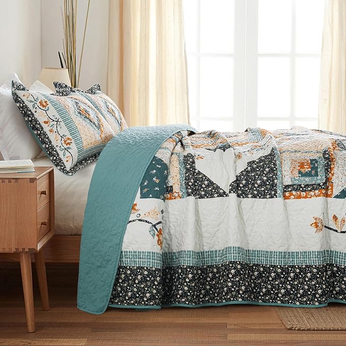BEDIFANY Twin Size Bedspread Sets, Floral Cotton Lightweight Quilt Twin XL Size (68 x 86 inch) Garden Style Quilt Bedding Sets for All Seasons, 2 Pieces