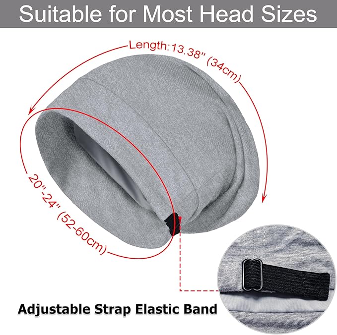 Sleep Cap Bonnet for Sleeping Black Women Men, Adjustable Cooling Lining Bonnets for Curly Hair Wrap Braids Beanie Night Hat