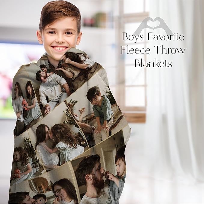 Ships Next Day, Custom Blanket with Picture - Printed in USA, Personalized Photo Blanket (Sherpa – 50x60)