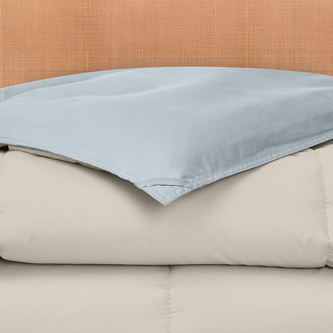 Modern Threads Down Alternative Reversible Comforter Beige/Light Blue Queen