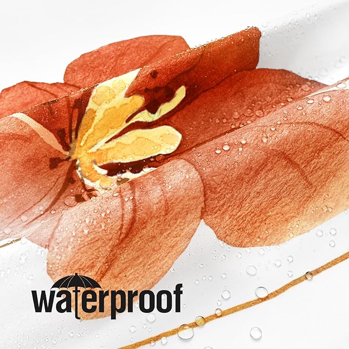 Gibelle Watercolor Floral Shower Curtain, Retro Orange Navy Flower Shower Curtain for Bathroom, Modern Minimalist Aesthetic Waterproof Fabric Shower Curtain Set with Hooks 72x72 Inch