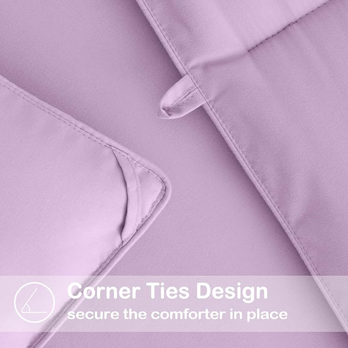 EASELAND Oversized King Down Alternative Comforter - Quilted Duvet Insert for All Seasons, Soft Lightweight with Corner Tabs, Summer Winter Warm Bedding, Lavender 98x116 Inches