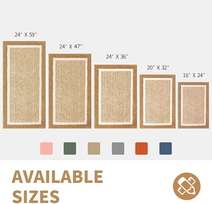 CozeCube Bath mats for Bathroom Non Slip, Fluffy Absorbent Microfiber Bath mat Washable, Aesthetic Bathroom Rugs, Long Beige Bath Runner, Beige, 59" x 24"