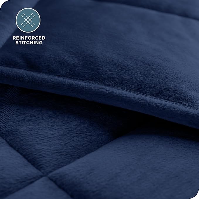 Bare Home Weighted Blanket Twin or Full Size 7lb (40" x 60") for Adults - Minky Fleece - Premium Heavy Blanket Nontoxic Glass Beads (Dark Blue, 40" x 60")