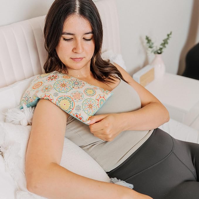 Microwave Heating Pad Filled with Flax Seed and Choice of Dried Herbs, Herbal Cold Pack, Good Size for Back Pain and Cramps, Hot and Cold Therapy, 6" x 12" (Yoga Sloth, No Added Herbs)