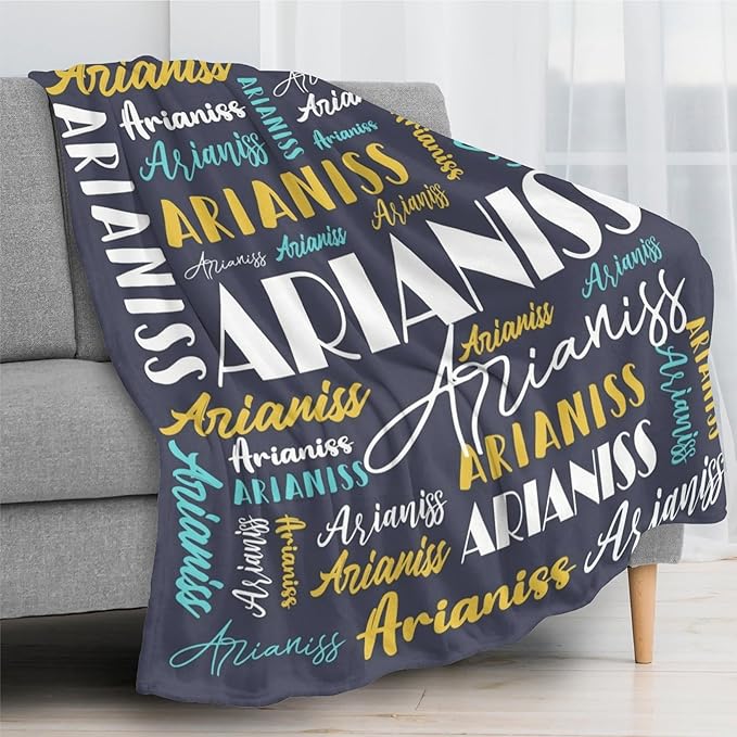 Name Blanket Personalized Blanket for Adult Kids Flannel Customize Throw Blanket Custom (Color 09, 60 x 80 Inches)