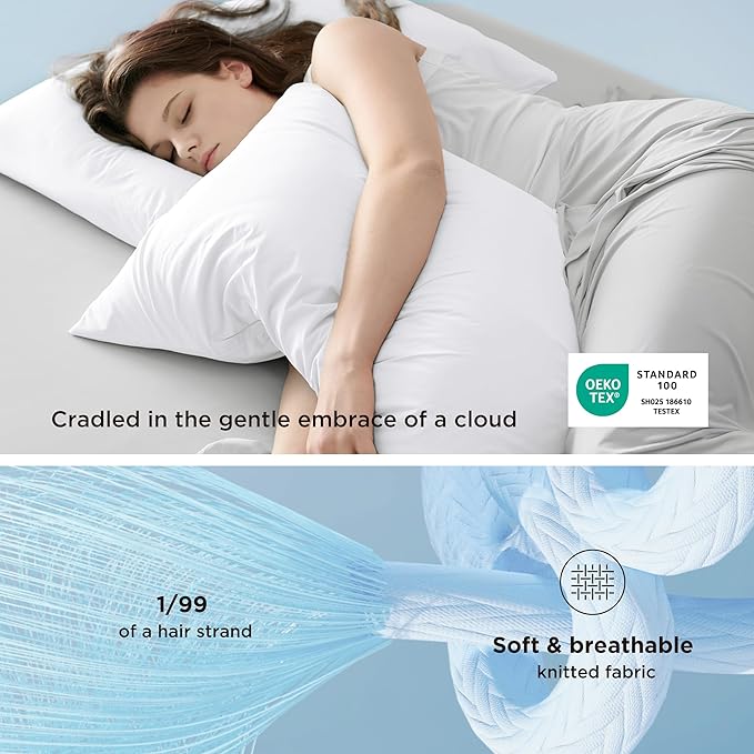 Bedsure Cooling Pillow Cases, Zipper Pillow Cases Queen Size Set of 2, Cool Pillowcases for Hot Sleepers & Night Sweats, Soft & Breathable Cold Pillow Cover for Hair & Skin, Gift, White, 20x30 Inches