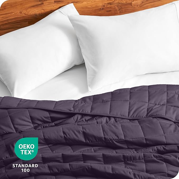 Bare Home Weighted Blanket Full or Queen Size 15lb (48" x 72") for Adults - All-Natural 100% Cotton - Premium Heavy Blanket Nontoxic Glass Beads (Eggplant, 48"x72")