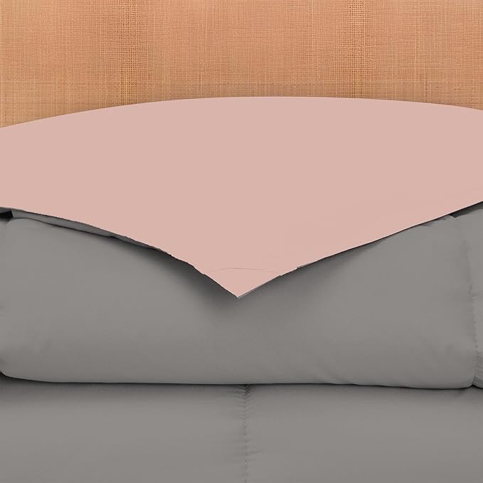 Modern Threads Down Alternative Reversible Comforter Charcoal Gray/Blush Queen