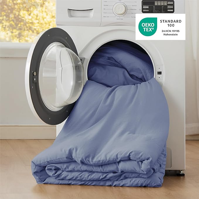Bedsure King Size Comforter Set, Blue Soft Prewashed Bedding for All Seasons, 3 Pieces GentleSoft™ Warm Down Alternative Bed Set, 1 Lightweight Comforter (104"x90") and 2 Pillowcases (20"x36")