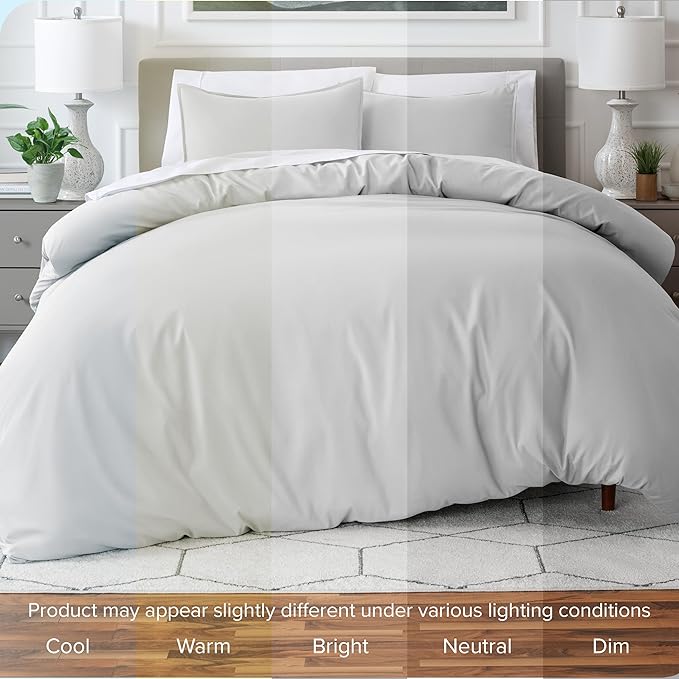 Bare Home Bedding Duvet Cover Full Size - Premium 1800 Super Soft Collection - Lightweight, Cooling - Soft Breathable Bedding Duvet Cover (Full, Cloud Grey)