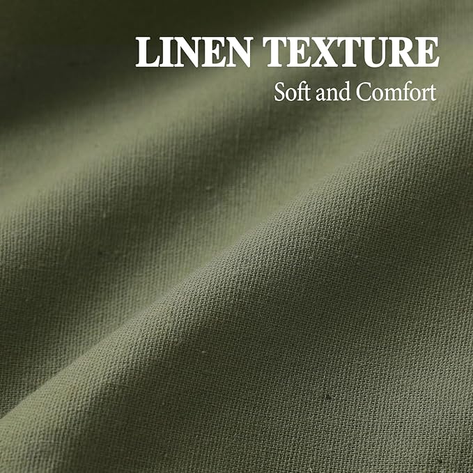 Farmhouse Shower Curtain Linen Bow Woven Fabric Country Rustic Western, Cream & Green 72" W x 72" L