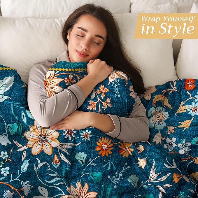 Maison d' Hermine Throw Blanket for Couch Lightweight Soft Warm Breathable Cotton Throw Blankets for Bed Girls Boys Women Men Sofa Travel Living Room Chair Bedding (50"x60", Luxury Loft - Dark Teal)